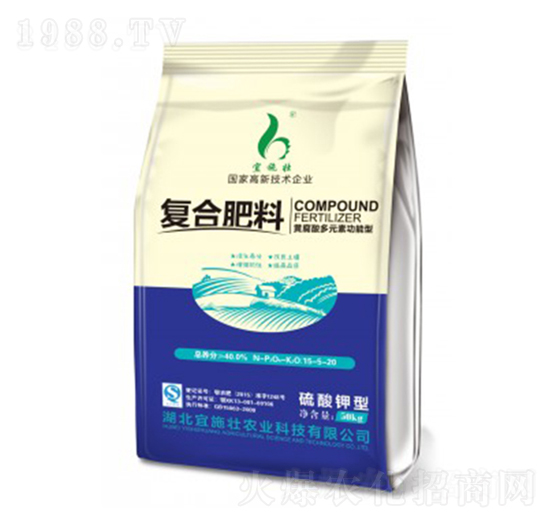 40%硫酸鉀復合肥15-5-20-宜施壯