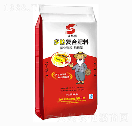 氨化造粒純硫基多肽復(fù)合肥料15-15-15-圣德源