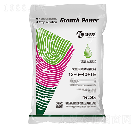 高鉀膨果型大量元素水溶肥料13-6-40+TE-凱德華