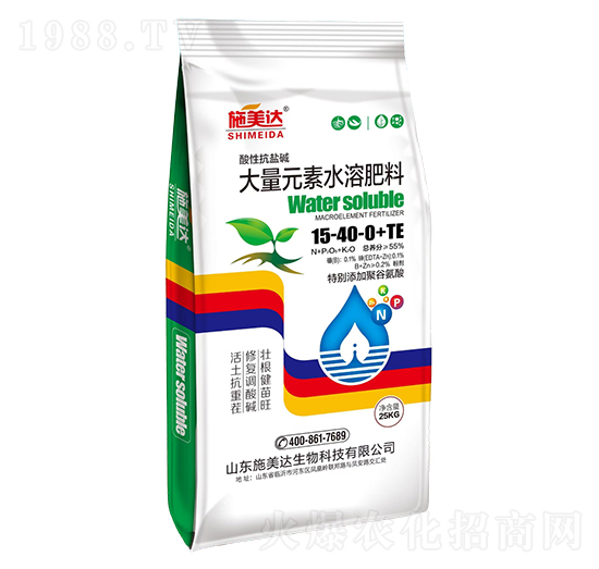 大量元素水溶肥料15-40-0+TE-施美達