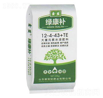 大量元素水溶肥12-4-43+TE-綠康補-新世紀肥業(yè)